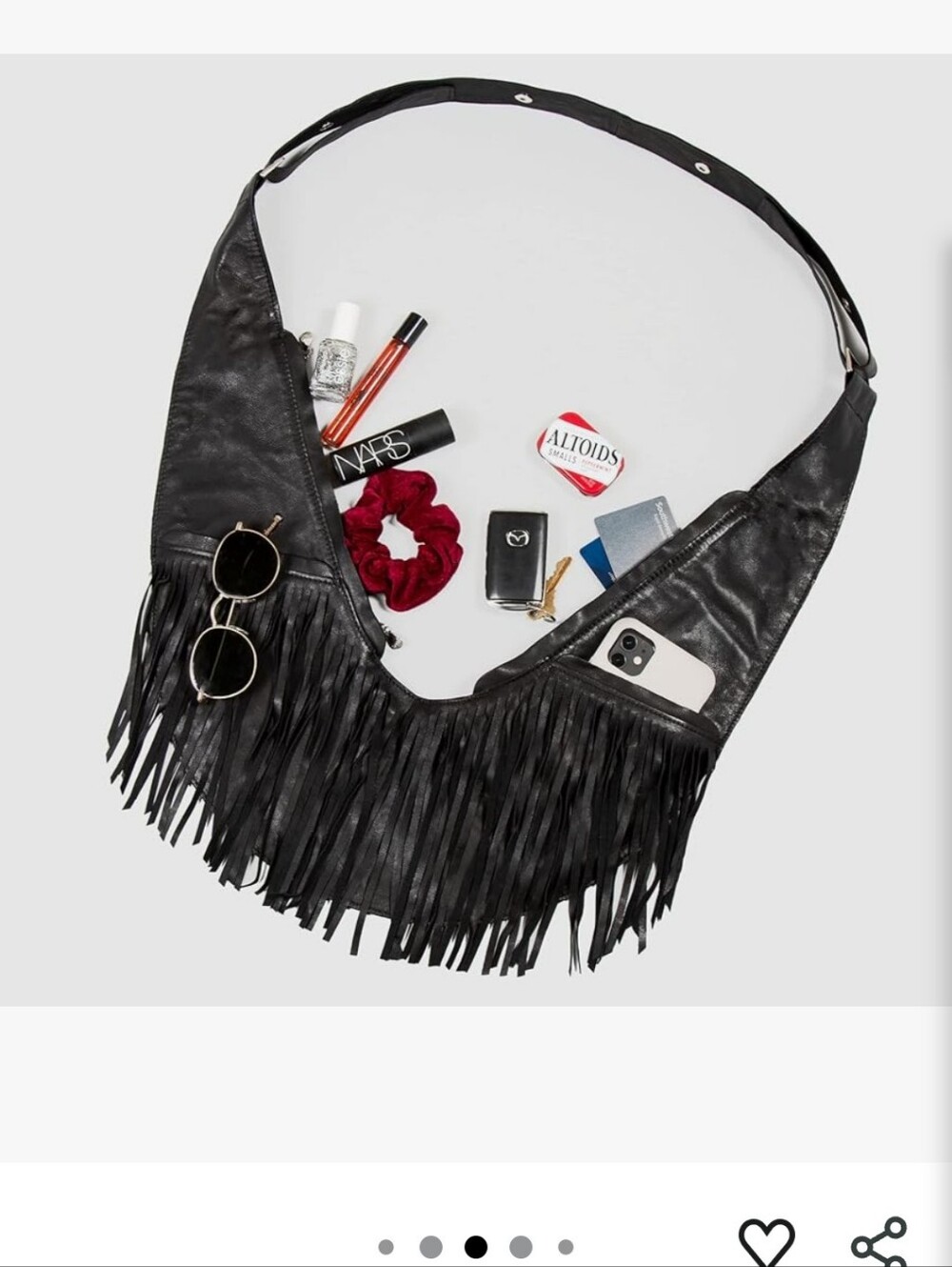 SASH 100% Genuine Leather Black Fringe Travel Bag With RFID Protection - Picture 4 of 16